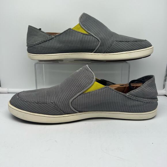Olukai Shoes Mens 13 Nohea Mesh Gray Slip On Casual Boat Loafer Sneakers - Picture 2 of 8